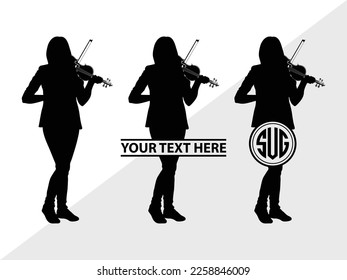 Violinist Monogram Vector Illustration Silhouette