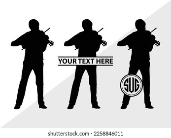 Violinist Monogram Vector Illustration Silhouette