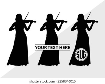 Silueta de ilustración de vector monograma violinista