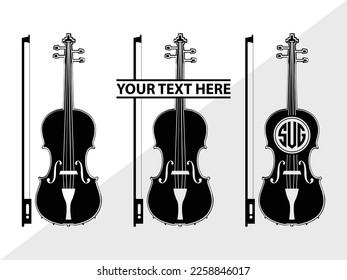 Violinist Monogram Vector Illustration Silhouette