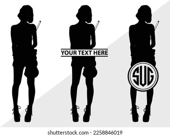 Violinist Monogram Vector Illustration Silhouette