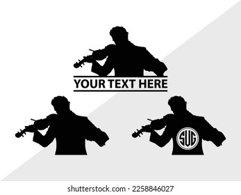 Violinist Monogram Vector Illustration Silhouette