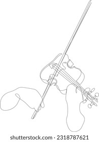 Violinist one continuous line art drawing vector illustration. Person playing violin isolated on white background.