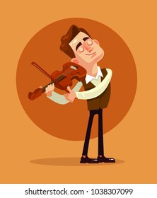 Violinist playing. Vector flat cartoon illustration