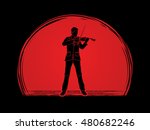 Violinist playing violin designed on sunrise background graphic vector.