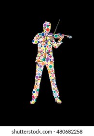 Violinist playing violin designed using colorful halftone pattern graphic vector.