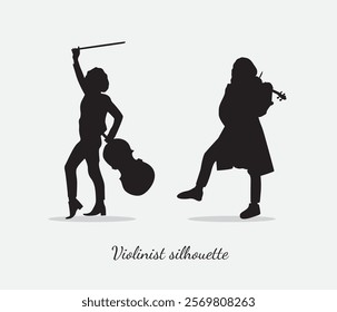 violinist silhouette vector illustration collection