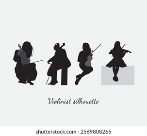 violinist silhouette vector illustration collection