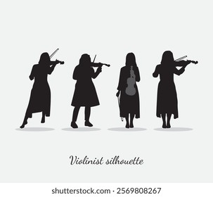 violinist silhouette vector illustration collection