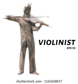 The violinist of the triangles. Violinist low poly. Vector illustration