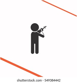 Violinist vector grey icon on white background. Violinist symbol stock bitmap illustration. Business picture.