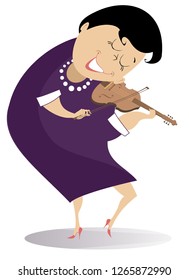 Violinist woman illustration. Violinist woman is playing music with inspiration isolated on white
