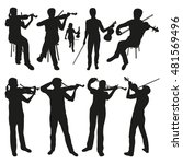 Violinists Vector Silhouettes