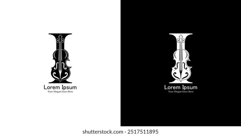 Un diseño de logotipo en forma de violín combinado con la letra I y un estilo moderno