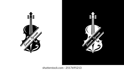 Violin-shaped logo design combined with writing