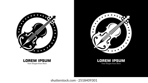 Violin-shaped logo design with a modern style