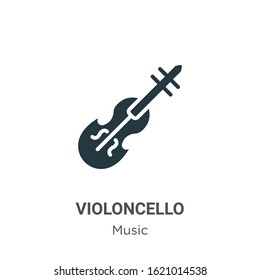 Violoncello glyph icon vector on white background. Flat vector violoncello icon symbol sign from modern music collection for mobile concept and web apps design.
