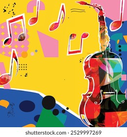 Violoncello and saxophone design. Vector illustration