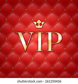 VIP abstract quilted background, diamonds and golden letters with crown.