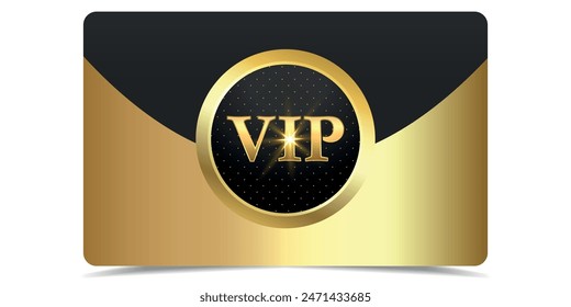 VIP. Vip en estilo abstracto sobre fondo negro. Tarjeta VIP. Diseño de Plantilla de lujo. Invitación VIP. Boleto dorado. Tarjeta de Premium.