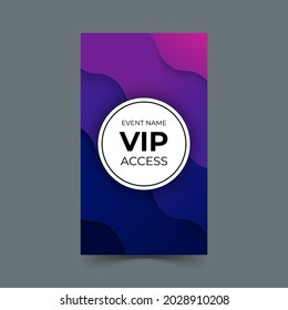 Vip Access Card Template With Wave Shapes And Purple Color