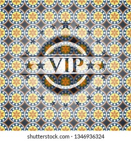 VIP arabic badge background. Arabesque decoration.