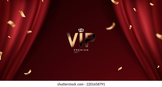 vip background design on red luxury curtains vector illustration