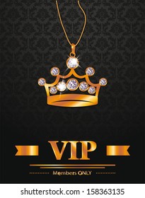 VIP background with gold crown shaped pendant