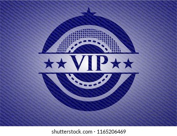 VIP badge with denim background