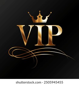 VIP badge with golden crown and pattern