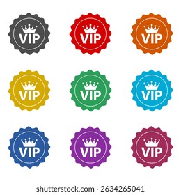 VIP badge icon isolated on white background. Set icons colorful