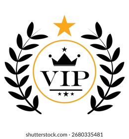 «VIP Badge Icon Set – Premium Gold Emblem with Crown and Stars for Branding, Awards, and Exclusive Promotions»
