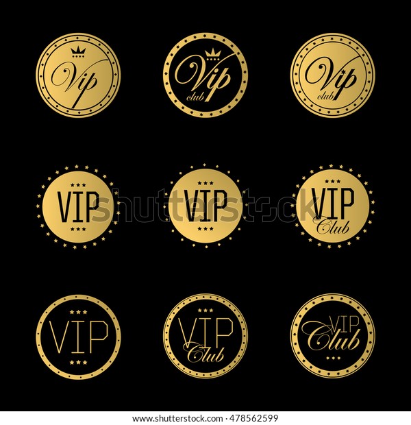Vip Badge Labels Golden Color Elegant Stock Vector (Royalty Free ...
