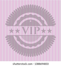 VIP badge with pink background. Vector Illustration. Detailed.