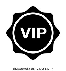 VIP Badge Silhouette Symbol. Vektorgrafik.