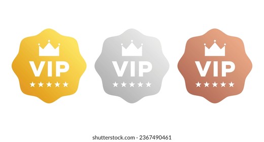 Bandas VIP de color oro, plata y bronce. Conjunto atractivo del emblema del vip vector.