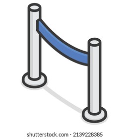 VIP barrier doodle isometric 3D vector illustration