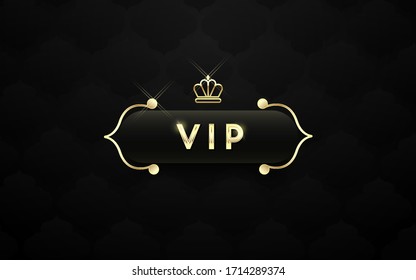 Vip Black Glass Label Golden Crown Stock Vector (Royalty Free ...