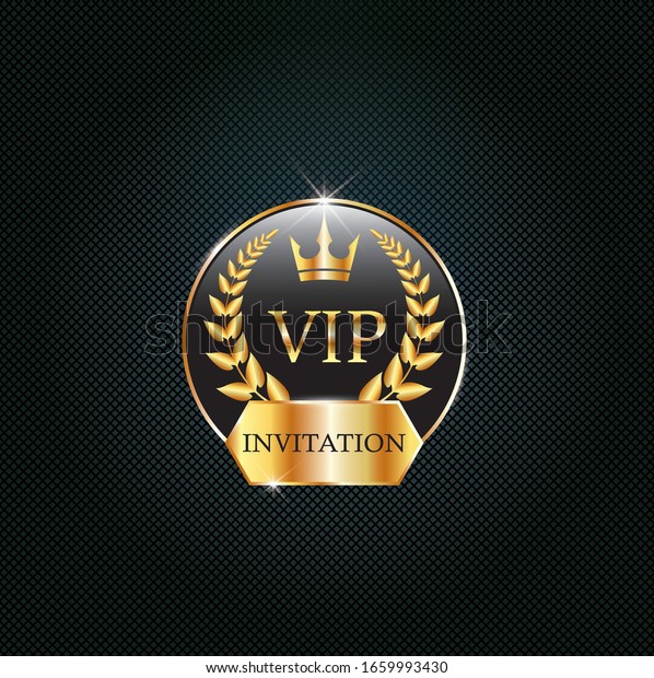 Vip Black Label Golden Crown Laurel Stock Vector (Royalty Free) 1659993430