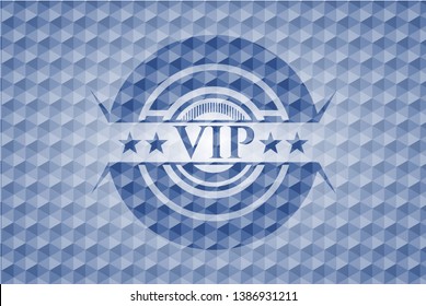 VIP blue polygonal badge. Vector Illustration. Detailed.