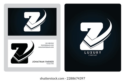 Vip business card template. Premium letter Z logo with luxury business card design. Elegant corporate identity.