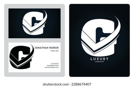 Vip business card template. Premium letter G logo with luxury business card design. Elegant corporate identity.