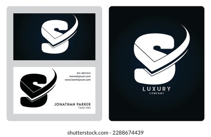 Vip business card template. Premium letter S logo with luxury business card design. Elegant corporate identity.