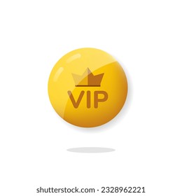 Vip button with gold crown, border, and text on the illustration.