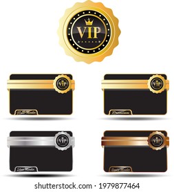 vip card badge embelm in gold color silated