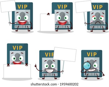 Vip card cartoon character bring information board