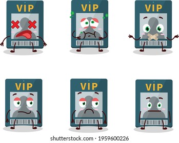 Vip card cartoon character with nope expression