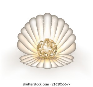 Vip card diamond and seashell. vector illustration