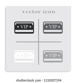 VIP card flat black and white vector icon.