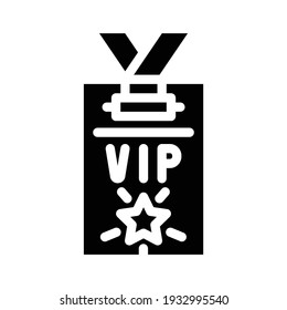 vip card glyph icon vector. vip card sign. isolated contour symbol black illustration